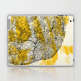 Lisbon, Portugal - Map Drawing - Yellow Laptop Skin