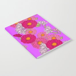 Retro Modern Mums Mid-Century Floral Wallpaper Purple Notebook