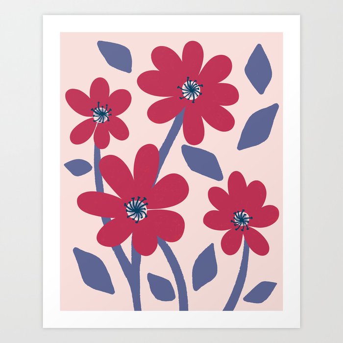 Magenta FLOWERS  Art Print