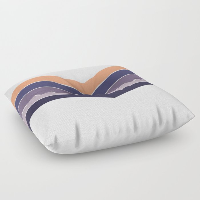 V - Purple and Orange Minimalistic Colorful Retro Stripe Art Pattern Floor Pillow