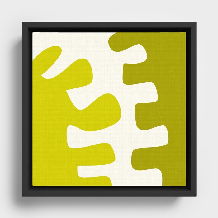 Abstract minimal plant color block 4 Framed Canvas