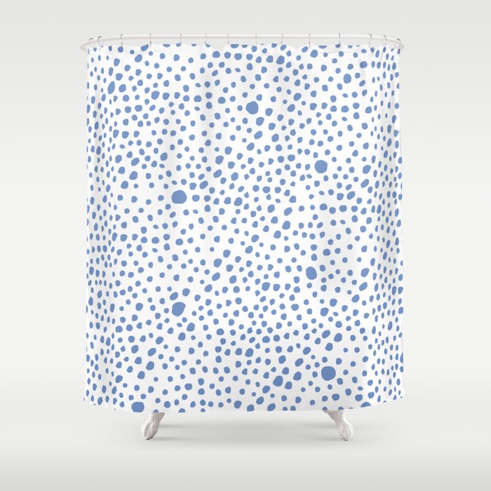 Pastel blue white watercolor geometric polka dots Shower Curtain