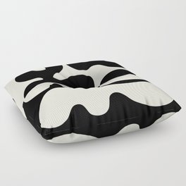 Mid Century Modern Organic Abstraction 235 Black and Ivory White Floor Pillow