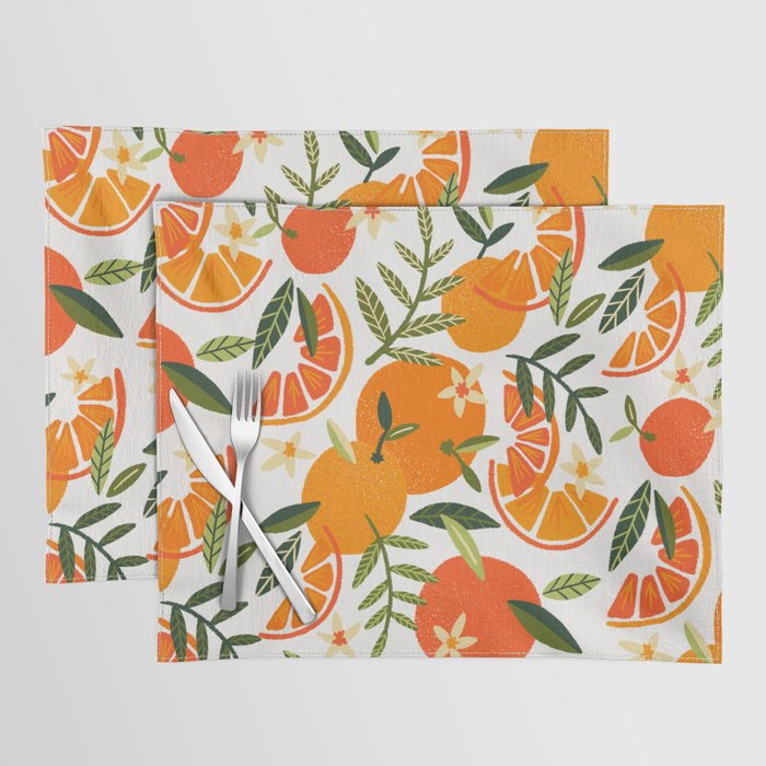 Orange Blooms – White Palette Placemat