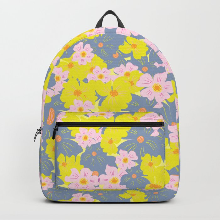 Pastel Spring Flowers on Yellow Backpack