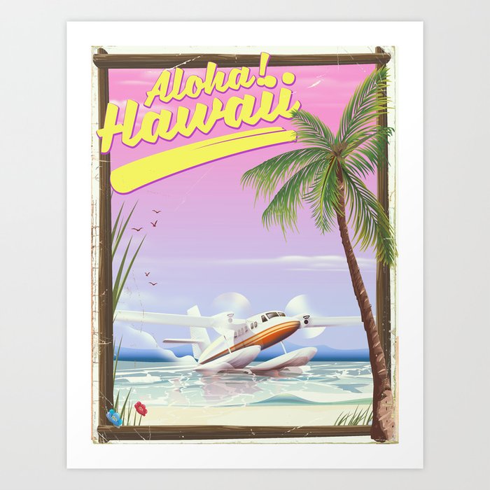 Aloha! Hawaii vintage travel poster. Art Print