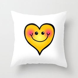Happy Smiling Heart Shape Throw Pillow