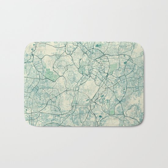Kuala Lumpur Map Blue Vintage Bath Mat