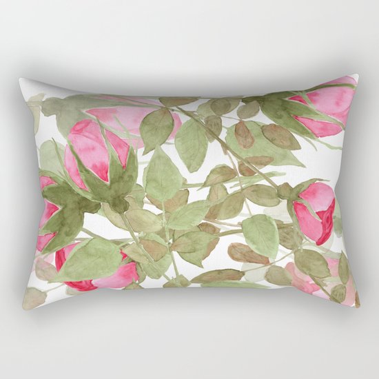 The buds of tender roses on a white background . Retro . Rectangular Pillow