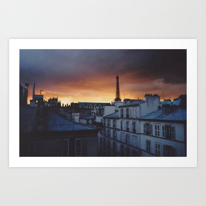 sunset in paris Art Print