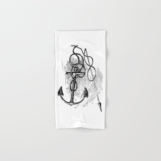 Anchor and harpoon. Hand & Bath Towel