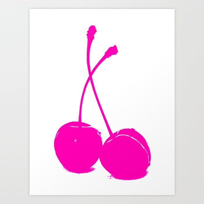 Pink neon Cherry Kunstdrucke | Gemälde, Digital, Pop-art, Abstrakt, Minimalism, Illustration, Graphic-design, Essen, Pop-art, Minimal-art