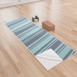 [ Thumbnail: Powder Blue & Slate Gray Colored Stripes Pattern Yoga Towel ]