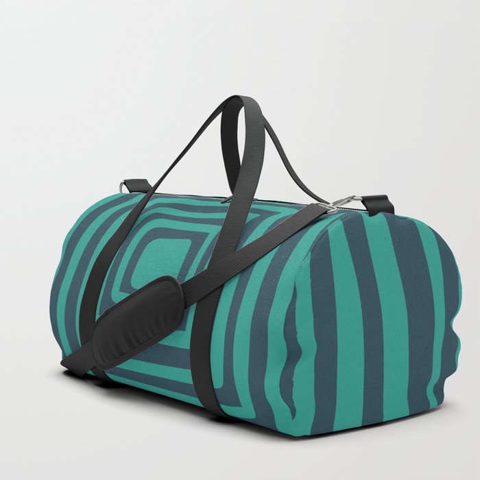 Abstract Concentric Squares Shapes Art - Pearl Aqua and Skobeloff Duffle Bag