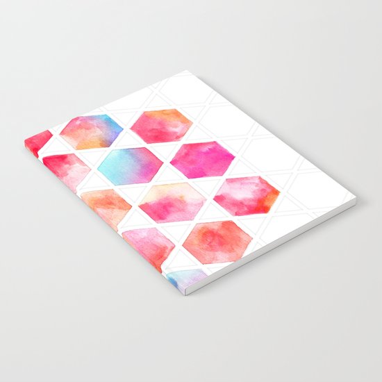 Radiant Hexagons - geometric watercolor painting Notebook