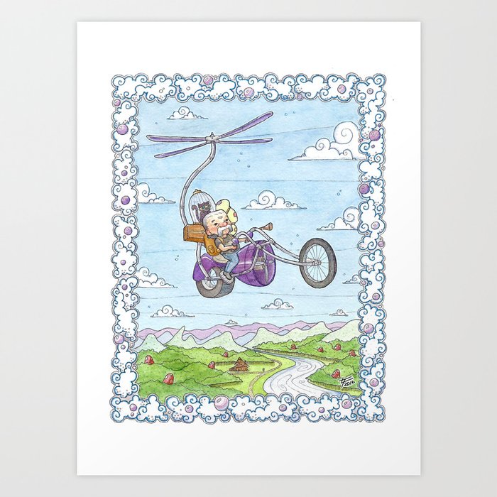 Flying Motorbike Art Print