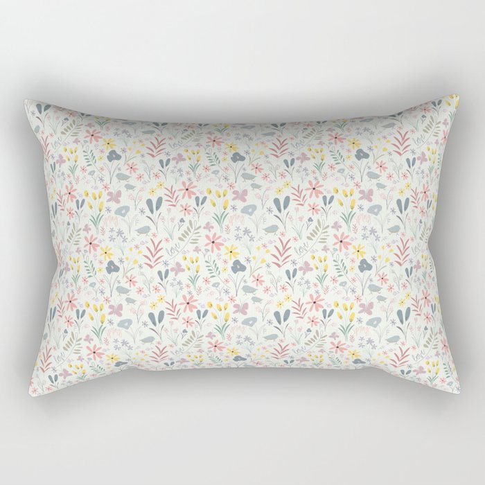 Spring Florals in Mint Rectangular Pillow