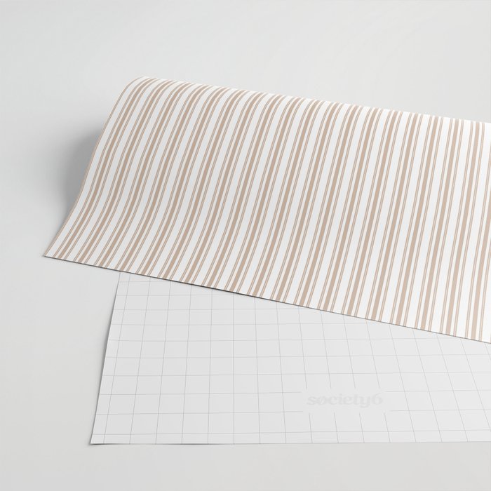 Classic Small Beige Burlap French Mattress Ticking Double Stripes