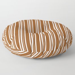[ Thumbnail: Brown & White Colored Lined/Striped Pattern Floor Pillow ]