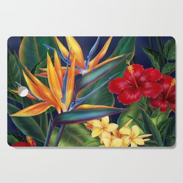 Tropical Paradise Hawaiian Floral Illustration Cutting Board