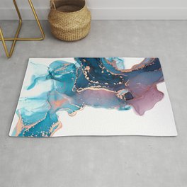 Turquoise + Magenta Fusion Smoke Abstract Swirl Area & Throw Rug