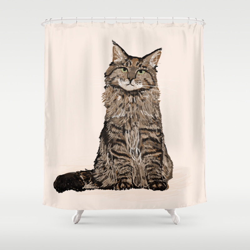 Maine Coon Sitting Cat Portrait Cute Cat Lady Gift Idea For Cat