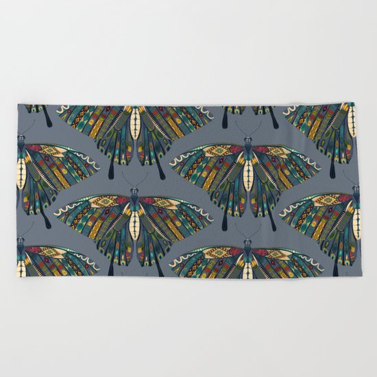 swallowtail butterfly indigo Beach Towel