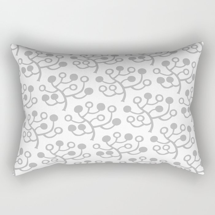 Berry Pattern in Gray Rectangular Pillow