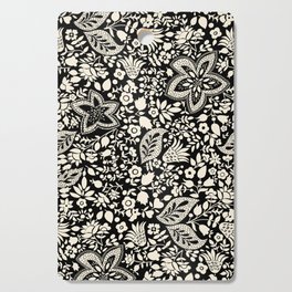 Blossoms and leaves solid black and white Cutting Board