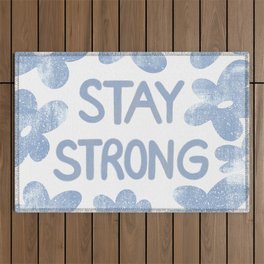Stay Strong Love - blue Outdoor Rug