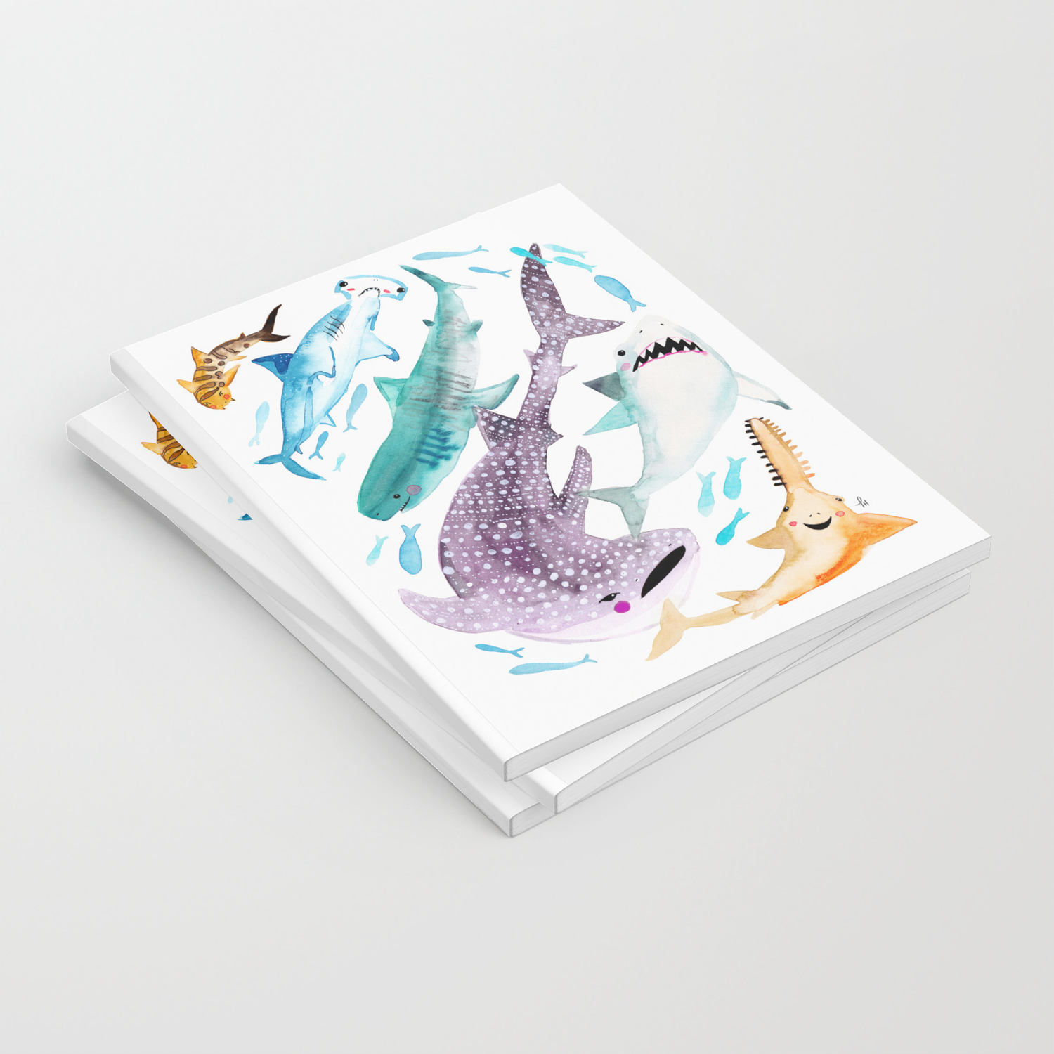 Help Stop Shark Finning - Watercolor Ocean Animals - Fish Notebook by  Patrice Horvath | Society6