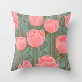 Tulips in Pink  Throw Pillow