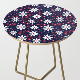  Funky Cosmo Flowers Pattern Blue White and Red Side Table