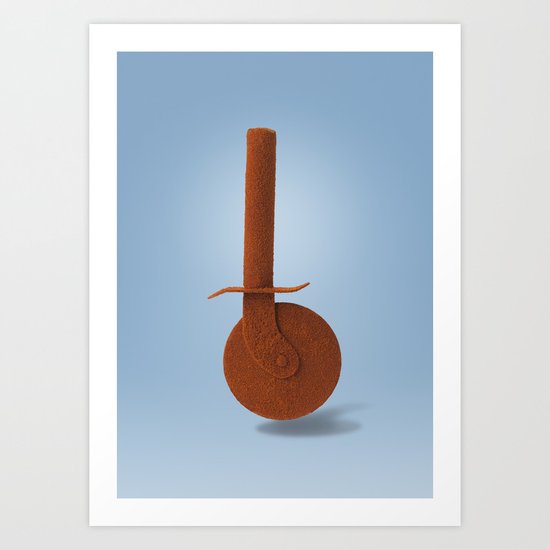 Pizza knife and paprika Art Print