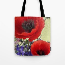 Poppy flowers bouquet pixel art Tote Bag