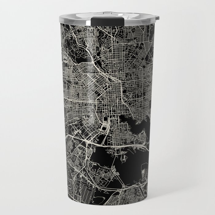 USA, Baltimore City Map - Black & White Travel Mug