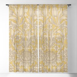 Shiny Summer Yellow Sunflower Pattern By William Morris Sheer Curtain