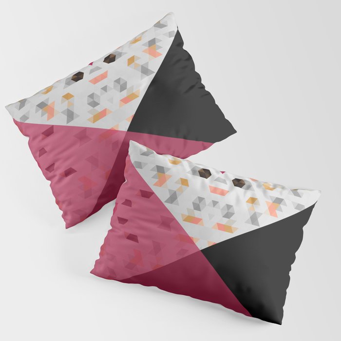 Little Triangles with Black and Pink Pillow Sham