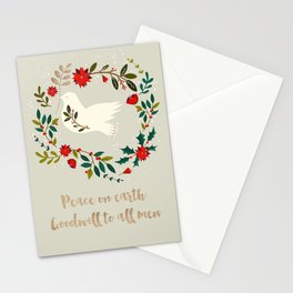 Peace on Earth Dove Wreath  Stationery Card