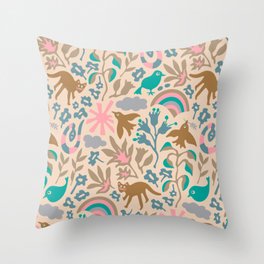 LAND OF PLENTY Cute Outdoors Nature Pattern - in Pastels Throw Pillow