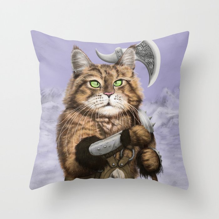 Barbarian Cat Throw Pillow