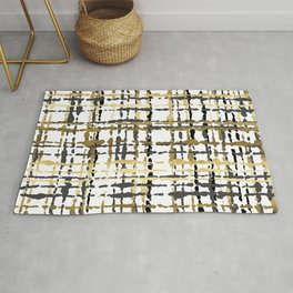 Black and Gold Loose Plaid Area & Throw Rug