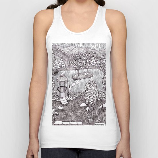 Zentangle Vermont Mountain Pond Unisex Tank Top