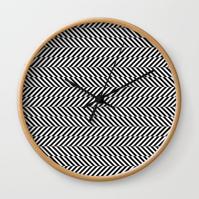 Hypnotic Black and White, Trippy Optical Illusion Vertical & Horizontal Stripe Pattern Wall Clock