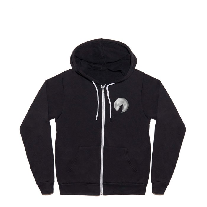 Howling at the moon -wolf silhouette Full Zip Hoodie