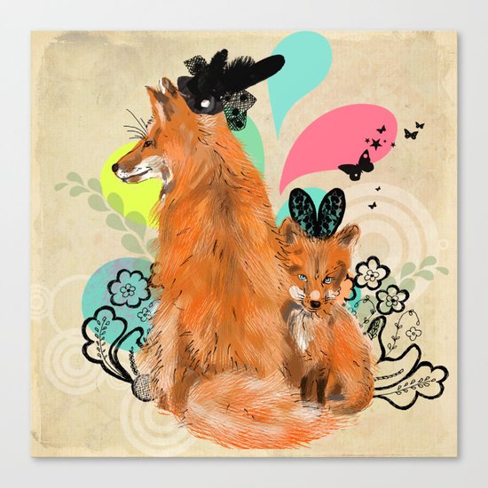 fancy foxes Canvas Print