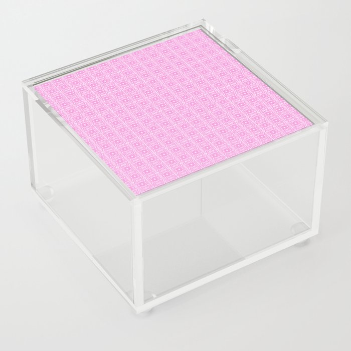 Spring Retro Daisy Lace Mini Hot Pink Acrylic Box