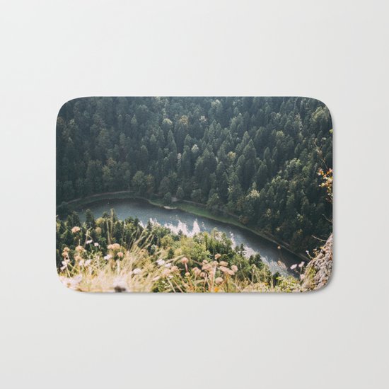Aerial Forest River Bath Mat