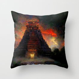 Ancient Mayan Temple Throw Pillow