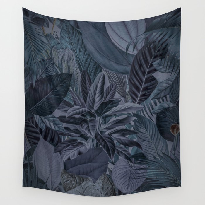 Midnight Blue Jungle Wall Tapestry